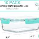 M MCIRCO 10-Pack 22 Oz Glass Meal Prep Containers with Lids - Microwave, Oven, Freezer & Dishwasher Safe - Green