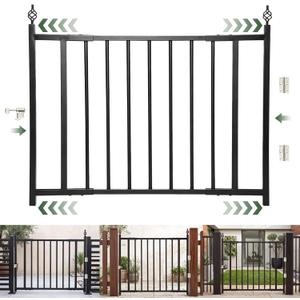 Heavy Duty Expandable Deck Fence Gate, Adjustable 37.4"-49.2" W x 33" H Outdoor Safety Gate, Self Closing Hinges & Latch No Cutting Required, Fence Gate for Deck, Patio, Garden, Yard & Pet