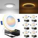 Sunco 6 Pack 4 Inch LED Recessed Lights with Night Light, Slim Ceiling Lighting, 900 LM, 11W (110W Equiv), Selectable CCT 2700K/3000K/3500K/4000K/5000K, Dimmable, Canless with Junction Box ETL