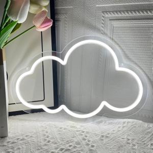 Cloud Neon Sign Cute White Clouds LED Light Sign for Wall,13 * 7.9IN Dimmable USB Floating Clouds Light Up Sign for Living Room Kid Bedroom Nursery Birthday Christmas Wedding Party decor