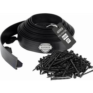 4 in x 25 Ft Garden Landscape Edging, No Dig Garden Edging Border Kit with 46 Pcs Spikes for Flower Bed Lawn Yard Grass Black