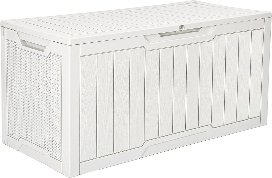 YITAHOME 100 Gallon Large Outdoor Deck Box | Waterproof Resin Storage Box, Lockable Indoor Outdoor Storage Container for Patio Furniture Cushions, Pool Accessories