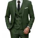 Ciwolce Men's Suits Tweed Green 3 Piece Wool Suit Slim Fit Tuxedo Jacket and Dress Pants Tie Set for Wedding Business Daily, 2XL