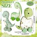 Yinkin 3 Pcs Wooden Dinosaur Baby Shower Table Decorations Rustic Baby Dinosaur Shower Figurines with Wheels Spring Table Centerpiece for Home Office Tiered Tray Decor