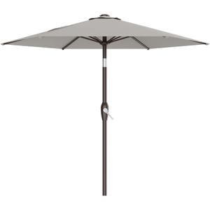 AreShark 7.5FT Patio Umbrella Table Market Umbrella with 6 Sturdy Ribs, Button Tilt/Crank Heavy-Duty Round Outdoor Umbrellas for Garden, Deck, Backyard,and Pool, Foggy Gray