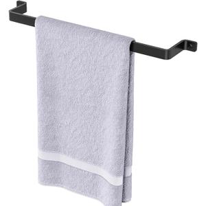 Towel Bar for Bathroom Towel Rack Wall Mounted: 16'' Black One-Piece Bathroom Towel Bar Without Assembly Hand Towel Holder Bathroom Decor Accessories (Premium Metal)