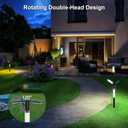 EMANER Solar Lights Outdoor 2-Pack, 2000LM Big Solar Light, Cool and Warm White Pathway Light Warm & Cool White, Dusk to Dawn Stay On Walkway Lights 2200mAh for Garden Sidewalk Yard (Black)