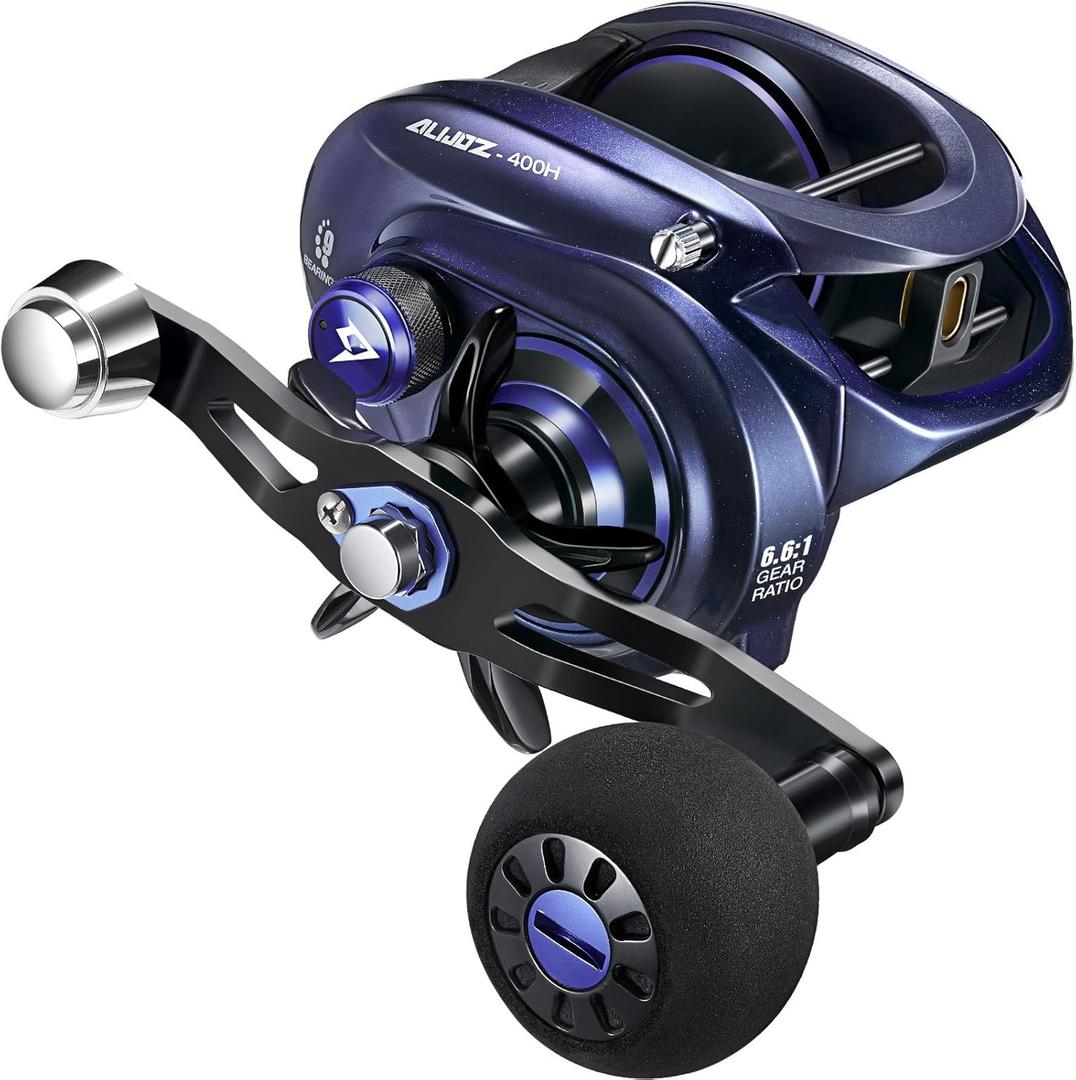 Piscifun Alijoz 400 Baitcaster Fishing Reel, 38Lbs Max Drag Aluminum Alloy Frame Baitcasting Reel,6.6:1/8.1:1 Gear Ratio, Freshwater and Saltwater Low Profile Casting Reel for Musky Right Hand Retrieve