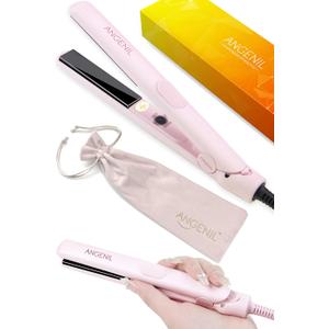 ANGENIL Pro Ultra Mini Flat Iron for Short Edges, Travel Hair Straightener and Curler 2 in 1, Small Dual Voltage Hair Straightening Ceramic Flat Iron 0.7-inch, Front Bangs, 3 Temp (280- 320 -380)