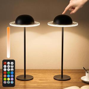 KIBTOY Cordless Table Lamps, Rechargeable Battery Operated Lamps, Touch & Remote Control, 3 CCT & RGB Colors Dimmable,Portable Small Lamp for Bedsides,Kids,Dining Room,Living Room 2Pack