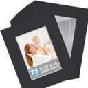 Somime 25 Pack Black Picture Mats - 8x10 Pre-Cut Mats for 5x7 Photos - White Core Bevel Cut Frame Matte, Acid Free, Ideal for Frames, Artwork and Prints