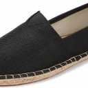 Closed Toe Canvas Slip on Flat Espadrilles Loafers for Men and Women (7.5 Women/6.5 Men, Black)
