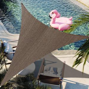 8' x 8' x 8' Brown Triangle Sun Shade Sail Canopy Durable Fabric UV Block Awning, We Make Custom Orders