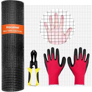 Hocamel Hardware Cloth 1/2 inch 36 x 100 ft, 19 Gauge Square Vinyl Coated Galvanized Wire Metal Mesh Roll, Black PVC Chicken Wire Fencing for Poultry Cage Home Improvement Projects, EL1486801