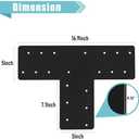 2 Pcs T Post Bracket,16.9"x 5" T Flat Mending Plate with Black Powder-Coated Joining Brackets, Connecting Brackets, T Shape Strap Plate Fit 6x6,8x8, for Repair House,Pavilion,Truss framing