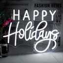Horseneon Happy Holidays Neon Sign, Merry Christmas Neon Sign for Wall Decor, LED Sign with USB Powered for Party, Home, Bedroom, Living Room, Bar