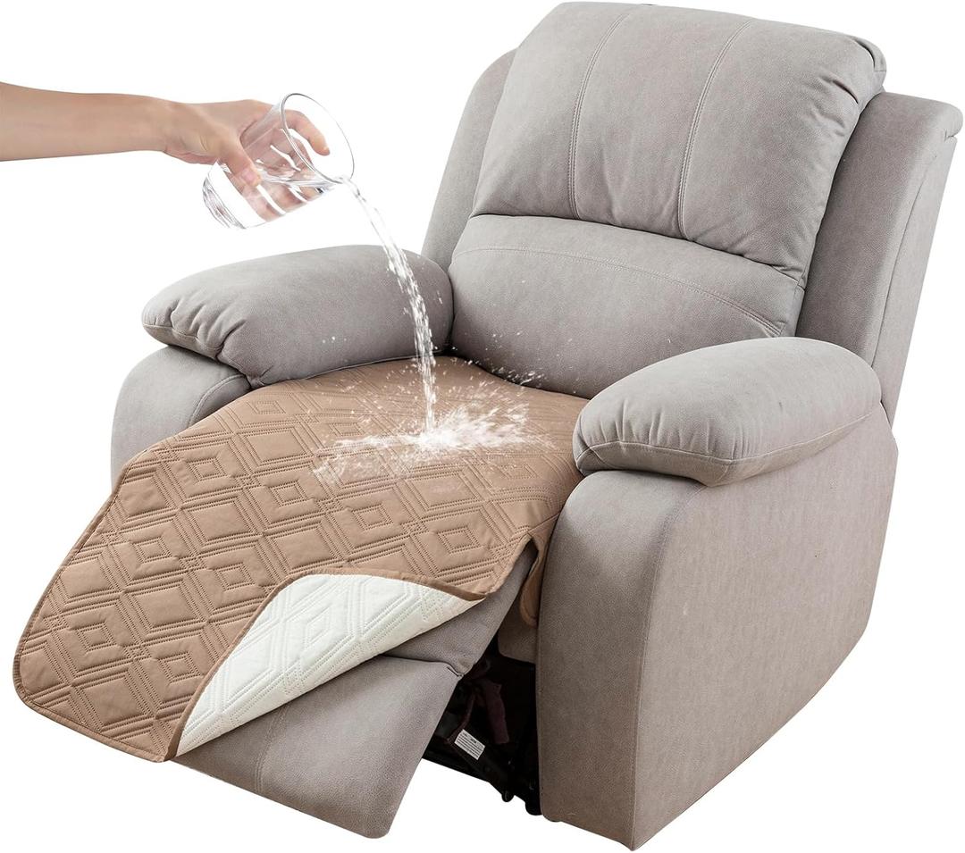 Genina 100% Waterproof Recliner Chair Covers, Anti-Slip Recliner Cover Dog Chair Cover Furniture Protector, Chair Sofa Slipcover for Pets Dogs, 1 Piece (Camel, Recliner)