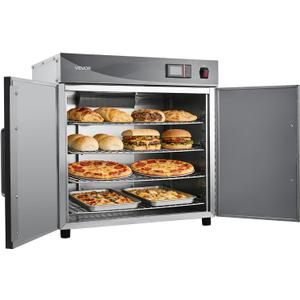 VEVOR Electric Hot Box Food Warmer, 4-Tier Commercial Warming Cabinet with Water Tray, Double-Door and Adjustable Shelves, Stainless Steel Food Warmer Cabinet, for Restaurant, Kitchen, Pizza, Chicken