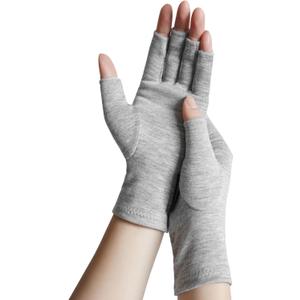 Rayon Derived from Bamboo Compression Gloves  Fingerless Arthritis & Carpal Tunnel Support, Lightweight Moisture-Wicking, Gentle Relief for Men & Women, Size S (Grey)