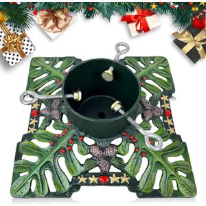 Christmas Tree Stand, Cast Iron Christmas Tree Stand for Real Trees Artificial Trees, Holds Up to 8ft Trees with 2.6" Diameter Trunks, Vintage Metal Tree Stand for Xmas Decor