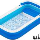 Large Inflatable Swimming Pool, 120" X 85" X 26" Oversized Thickened Blow Up Pools for Adult, Inflatable Pool with Seat and Pump, Family Swimming Pool for Backyard Lawn Indoor Outdoor
