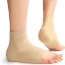 Achilles Tendon Heel Protector Compression Padded Sleeve Socks Premium Gel Heel Socks for Haglunds Bump, Bursitis, Tendonitis & Tenderness - 1 Pair - Beige - L (X-Large(Women' 10+/Men's 9+))