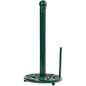 Cast Iron Paper Towel Holder, Vintage Chic Pumpkin Pattern Weighted Base Roll Paper Towel Holder Stand for Kitchen Bathroom Countertops, Green