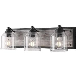 Vanity Lights for Bathroom Large 23", Farmhouse Rustic Vanity Light with Bubble Glass Shades, Gray 3 Light Bathroom Lighting Fixtures Over Mirror, Bath Wall Sconce Home Decor