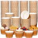 200 Pcs 8 oz Mexican Paper Bowls Cups Cielito Lindo Party Decoration De Barro Fiesta Bowls Fiesta Flower Terracotta Paper Snack Cups for Taco Party Birthday Dessert(White Flower)