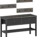 Hall Tree with Bench and Shoe Storage, Entryway Bench with Coat Rack, 4-in-1 Coat Rack Shoe Bench, Multifunctional, for Front Door, Hallway, Foyer, Charcoal Grey and Black MT05BC