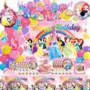 Princess Birthday Party Decorations Balloon Arch Kit & Tableware Set Table Decorations for Youth