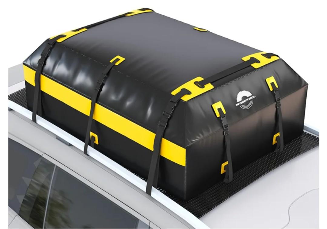 Rooftop Cargo Carrier Vehicle Soft-Shell Carriers, Heavy Duty Car Roof Bag Waterproof Without Rack, Car Topper Luggage Carrier-with 6 Hooks&Mat(19.4 Cuft)