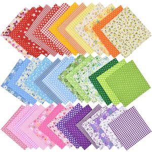 42Pcs 10"x10" Quilting Cotton Fabric Squares Sheets Pre-Cut Multi-Color Design Printed Floral Craft Fabric for DIY Sewing Scrapbooking Quilting Craft Patchwork (Red/Pink/Yellow/Green/Blue/Purple) (Red/Pink/Yellow/Green/Blue/Purple)