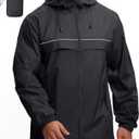 GEEK LIGHTING Rain Jacket Men Lightweight Waterproof Jackets Packable Windbreaker Hooded Raincoat for Golf Cycling Outdoor (X-Large, Black With Bag)