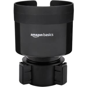 Amazon Basics Car Cup Holder Expander with Adjustable Base, Securely Holds Large Bottles 3.4 to 3.8 in Diameter, Compatible with Yeti, Hydro Flask, Easy Installation, Black