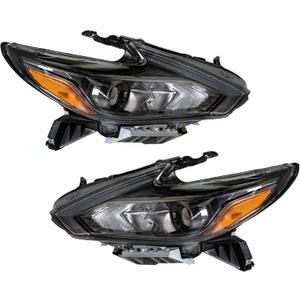 Replacement for 2016 2017 2018 Nissan Altima Headlights Black Bezel Chrome Style Headlight Assembly Left Right Pair, (26060-9HS9A 26010-9HS9A)