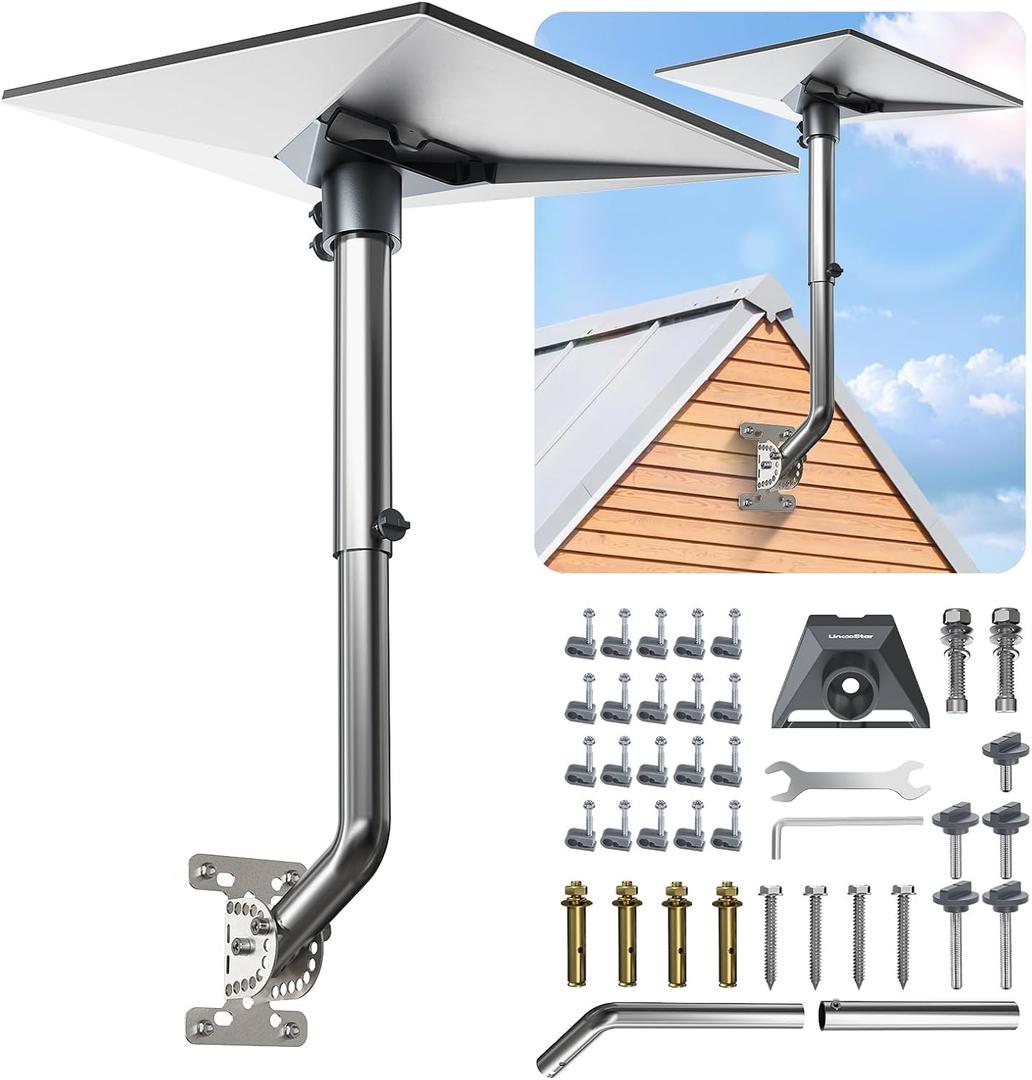 Starlink Gen 3 mount, Adjustable Starlink Wall Mount Compatible with V3 Standard Dish, 304 Stainless Steels Gen 3 Starlink Mounts Kit Include Pipe Adapter, Starlink Roof Mount for Stone or Wooden Wall