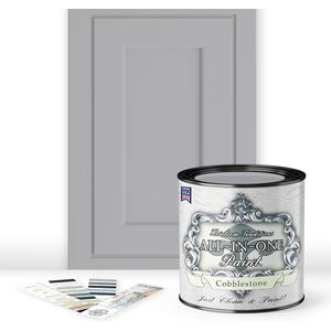 ALL-IN-ONE Paint, Cobblestone (gray), Quart - Durable cabinet and furniture paint. Built in primer and top coat, no sanding needed. Includes our 30 featured color card. (32 Fl Oz (Pack of 1))