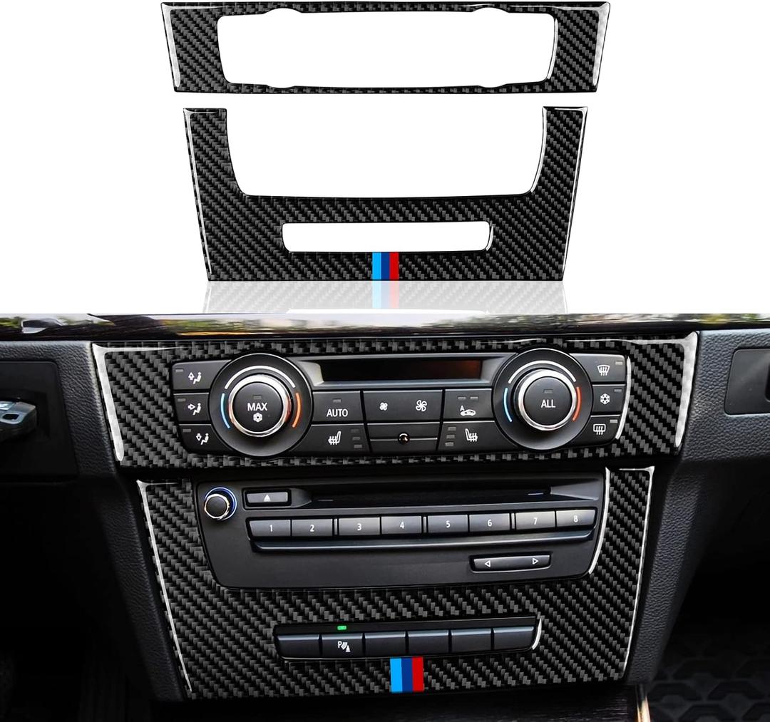 Car CD Cover Decal Carbon Fiber Trim Sticker Compatible with BMW E90 E92 E93 2005 2006 2007 2008 2009 2010 2011 2012 Interior Accessories (Style A)