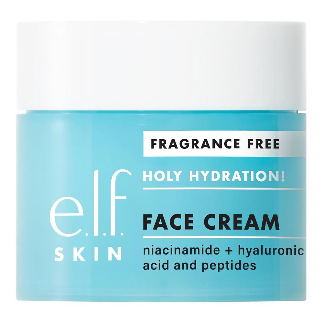 e.l.f. SKIN Holy Hydration! Face Cream, Fragrance Free, Smooth, Non-Greasy, Lightweight, Nourishing, Moisturises, Softens, Absorbs Quickly, Suitable For All Skin Types (1.7 Fl Oz (Pack of 1)) e.l.f. SKIN Holy Hydration! Face Cream, Fragrance Free, Smooth, Non-Greasy, Lightweight, Nourishing, Moisturises, Softens, Absorbs Quickly, Suitable For All Skin Types (1.7 Fl Oz (Pack of 1))