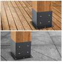6x6 Post Base 2 Pcs, (Inner Size 5.6x5.6) Post Anchors, 13GA Thick Solid Steel & Black Powder Coated,Deck Post Brackets Support Deck Base Plate Pergola Brackets Fence Kit Mailbox Mount