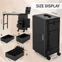 Rolling Manicure Table with 3 Drawers, Portable Nail Desk for Nail Tech, Foldable Nail Table Lockable Makeup Case with Mirror, Nail Polish Organizer, Mobile Nail Tech Workstation with Wheels, Compact