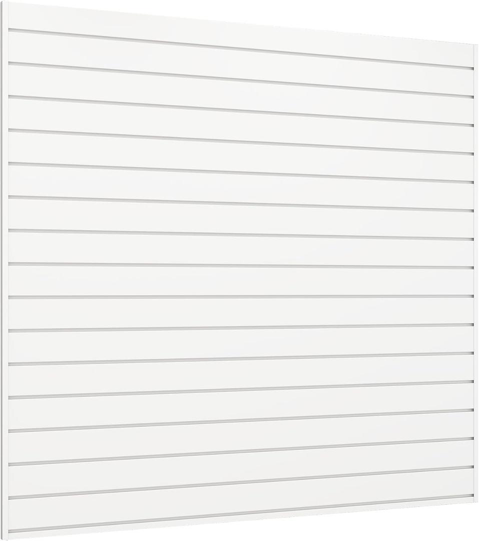 Neoaider Slatwall Panel 4 FT x 4 FT, Interlocking Slat Wall Paneling, Wall Mounted PVC Wallpanel, Suitable for Garage Storage and Organizer, Slatwall Board, Shelves - White
