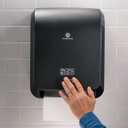 Pacific Blue Ultra 8" High-Capacity Automated Touchless Paper Towel Dispenser by GP PRO (Georgia-Pacific); Black; 59590; 12.9" W x 9" D x 16" H; 1 Dispenser, 16" X 12.9" X 8.9"