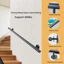 4 FT Black Metal Hand Rails for Indoor Stairs - 48 Inch Wall Mounted Safety Grab Bars Staircase Handrail - Outdoor Stair Railing for Garage Porch Steps, Banister Rails