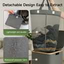 100L Foldable Laundry Basket with Lid, Dirty Clothes Hamper for Dormitories and Gyms | Laundry Hamper with Removable Bag, Gray