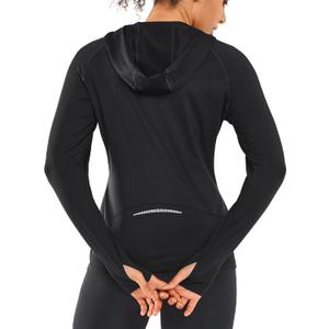ALLZERO Women's Sun Protection Hoodie UPF 50+ Lightweight Long Sleeve with Back Breathable Mesh for Outdoor Fishing Hiking (X-Large, Black)