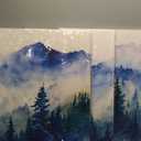 SERIMINO Nature Landscape Canvas Wall Art for Living Room, Forest Mountain Canvas Prints Paintings, Blue Modern Farmhouse Wall Decor for Bedroom Bathroom Set of 3, 12"X16"