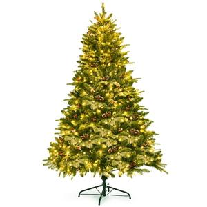 6.5Ft Pre-lit Snow Flocked Hinged Artificial Christmas Spruce Tree w/ 450 Lights