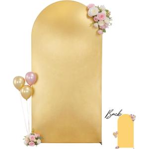 Wedding Arch Backdrop Cover, 6FT Gold Yellow Arch Cover Stretchy Backdrops, Double-Sided Arch Stand Covers for Wedding Ceremony, Baby Shower, Birthday Party Decoration